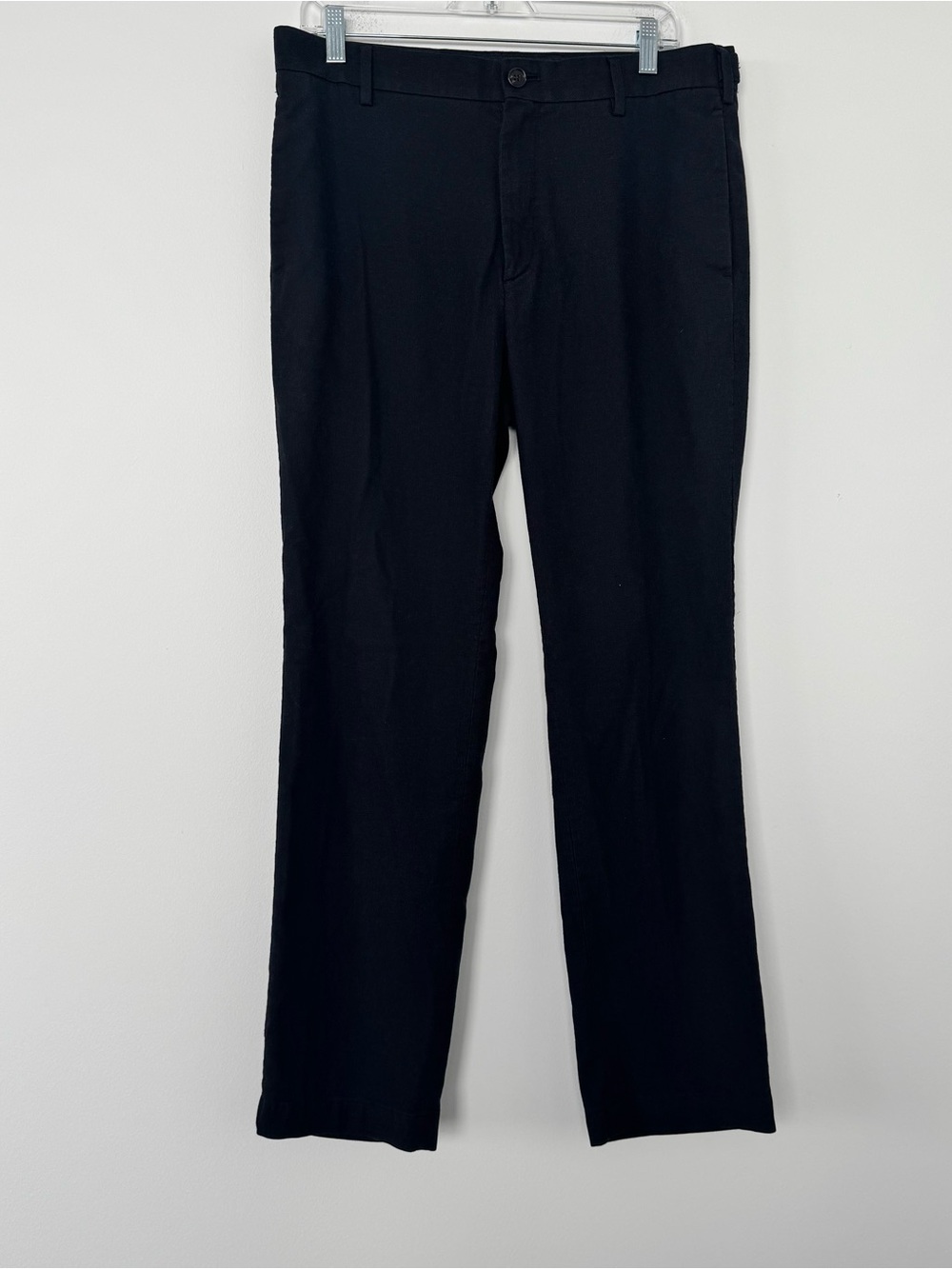 H&M Straight Fit Pants Mens 33x30 Black Linen Blend Lightweight Chino Trousers